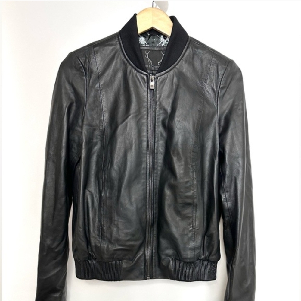 Bod & Christensen Leather Bomber Jacket